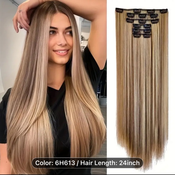 The Unbranded Brand Other - [Clip-In Hair Extensions] Thick Long Straight Clip-In Hair Extensions for Women